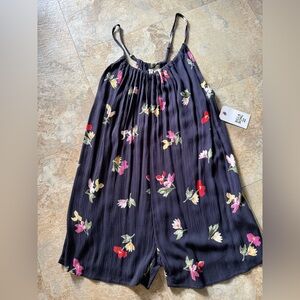 Billabong Black Floral Mini Romper